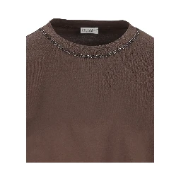 Brown cotton jersey T-shirt