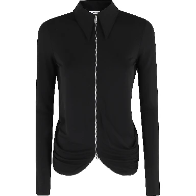 DRAPE BACK SHIRT W CONTINUOUS ZIPPER
