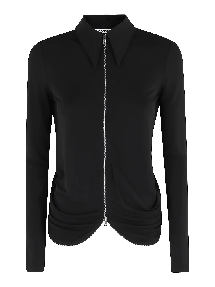 DRAPE BACK SHIRT W CONTINUOUS ZIPPER