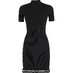 RIBBED SS DRESS W LOGO