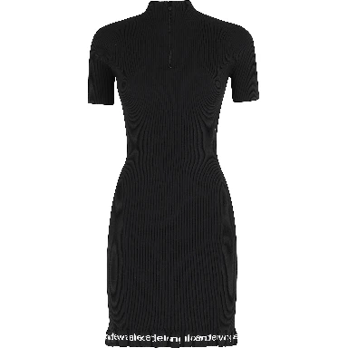 RIBBED SS DRESS W LOGO