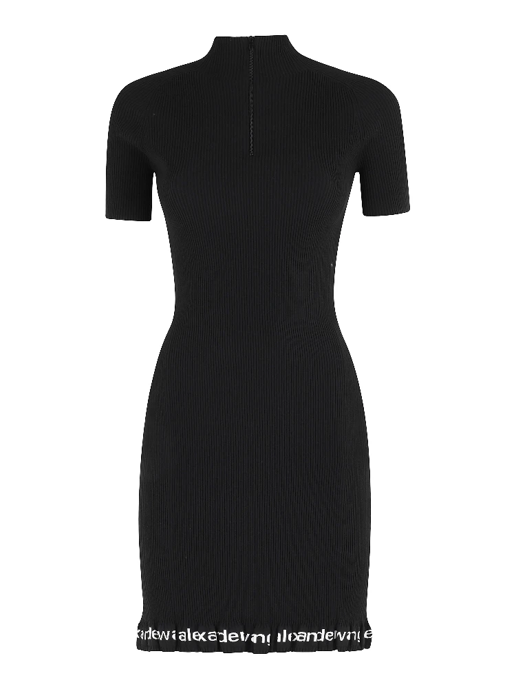 RIBBED SS DRESS W LOGO