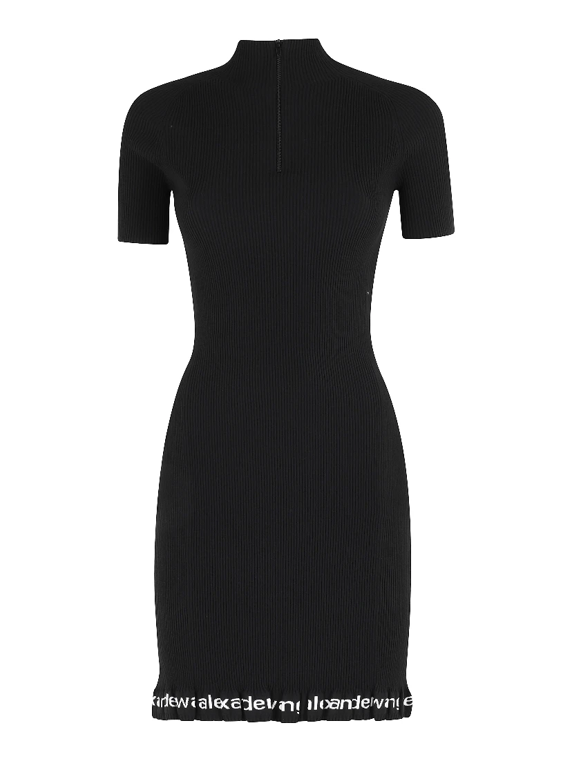 RIBBED SS DRESS W LOGO