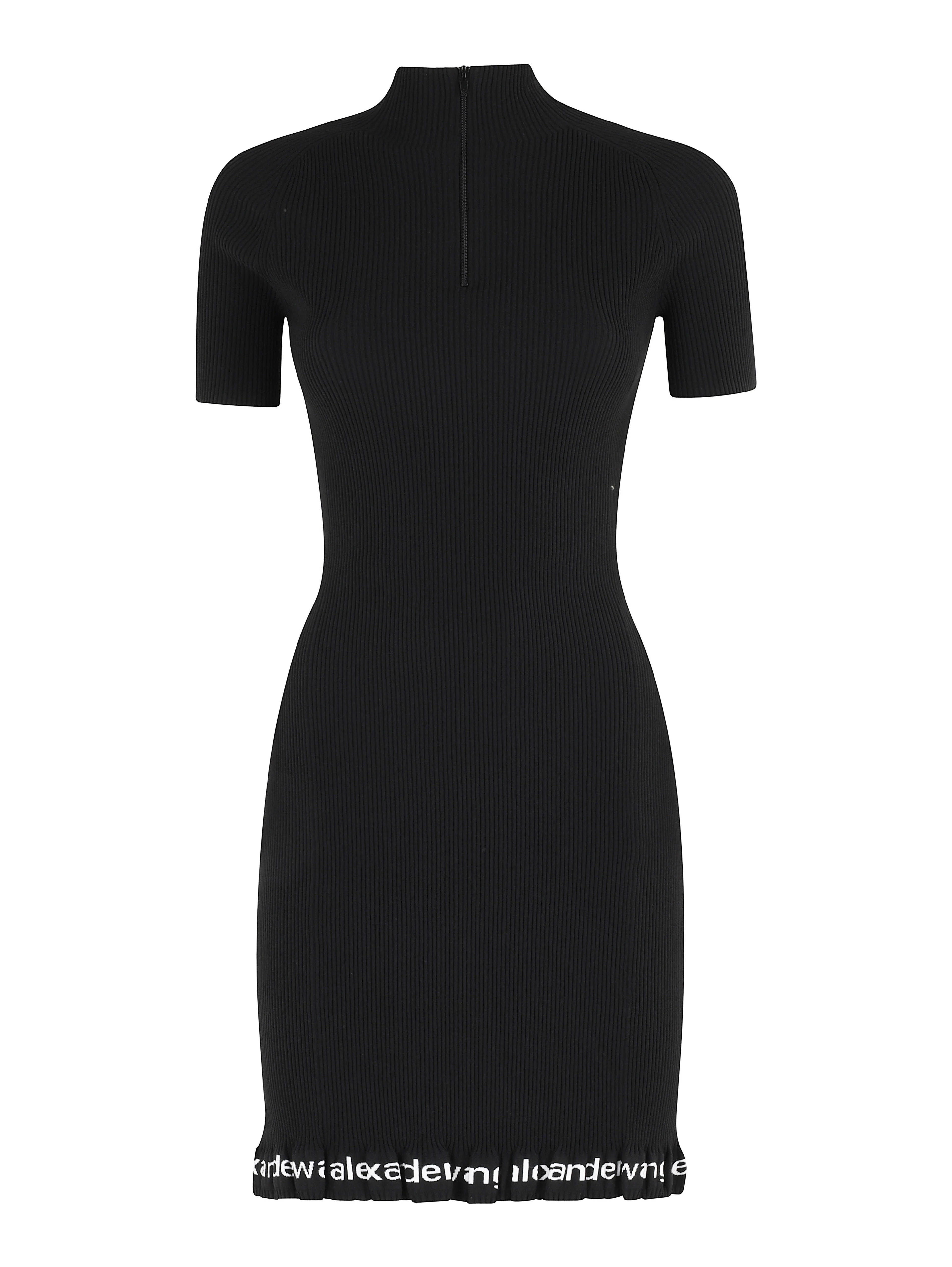 RIBBED SS DRESS W LOGO