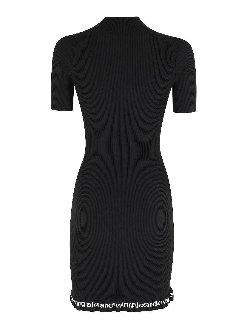 RIBBED SS DRESS W LOGO