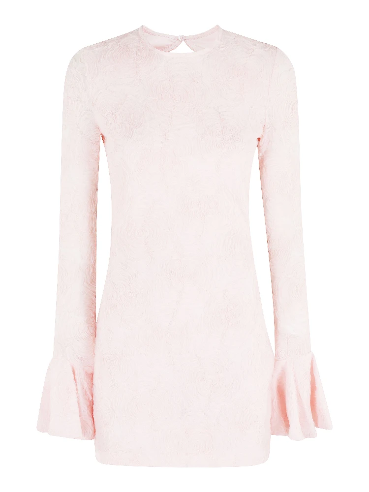 فستان قصير مزين بكشكشة شبكية