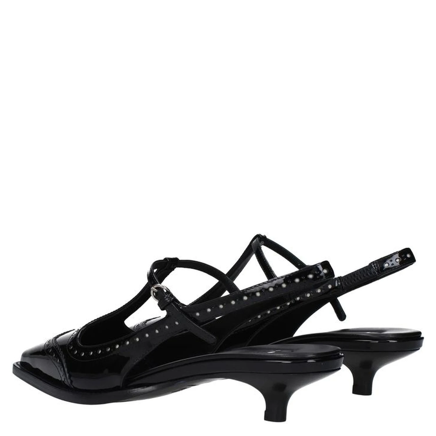 Black Calfskin Mid Heel Pumps