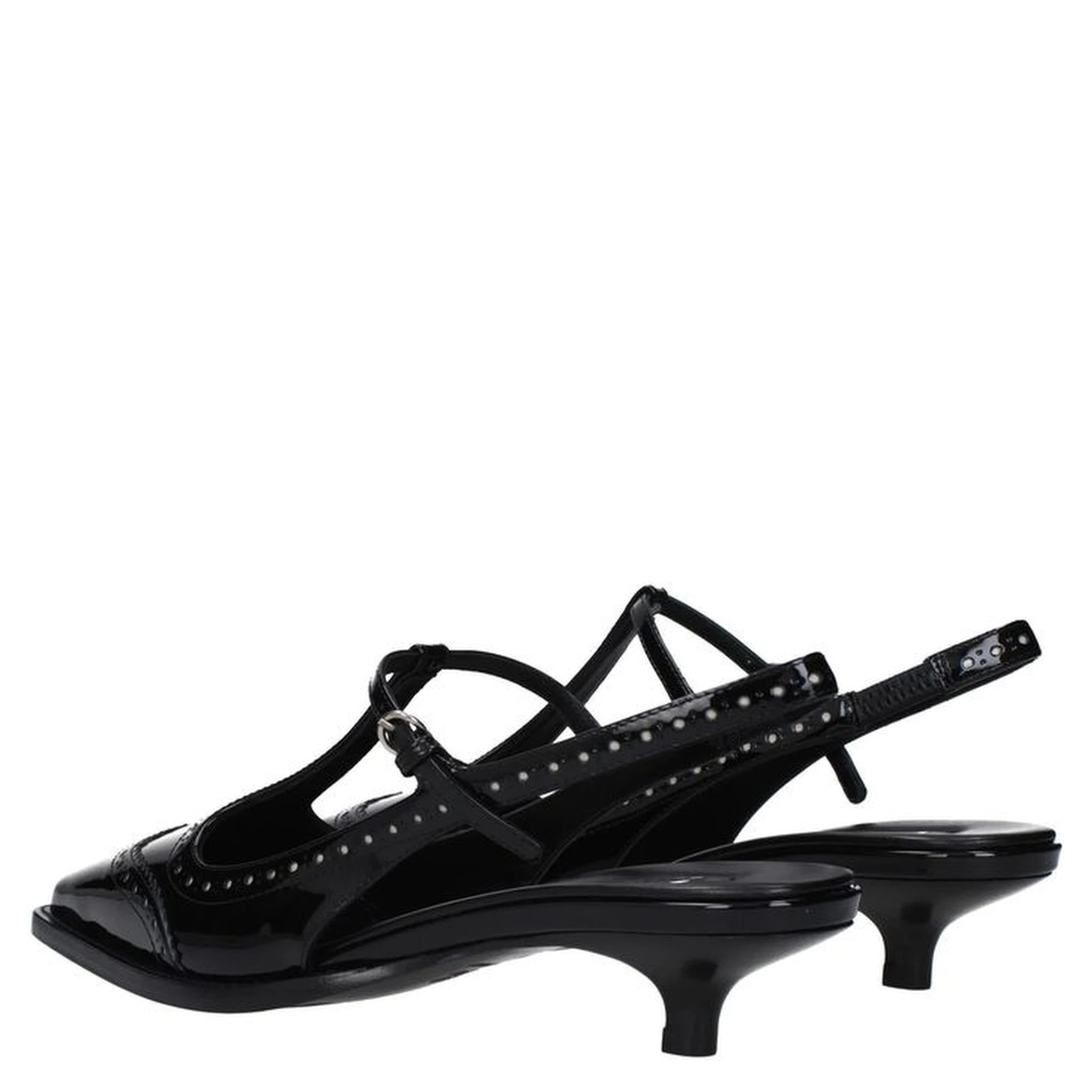 Black Calfskin Mid Heel Pumps