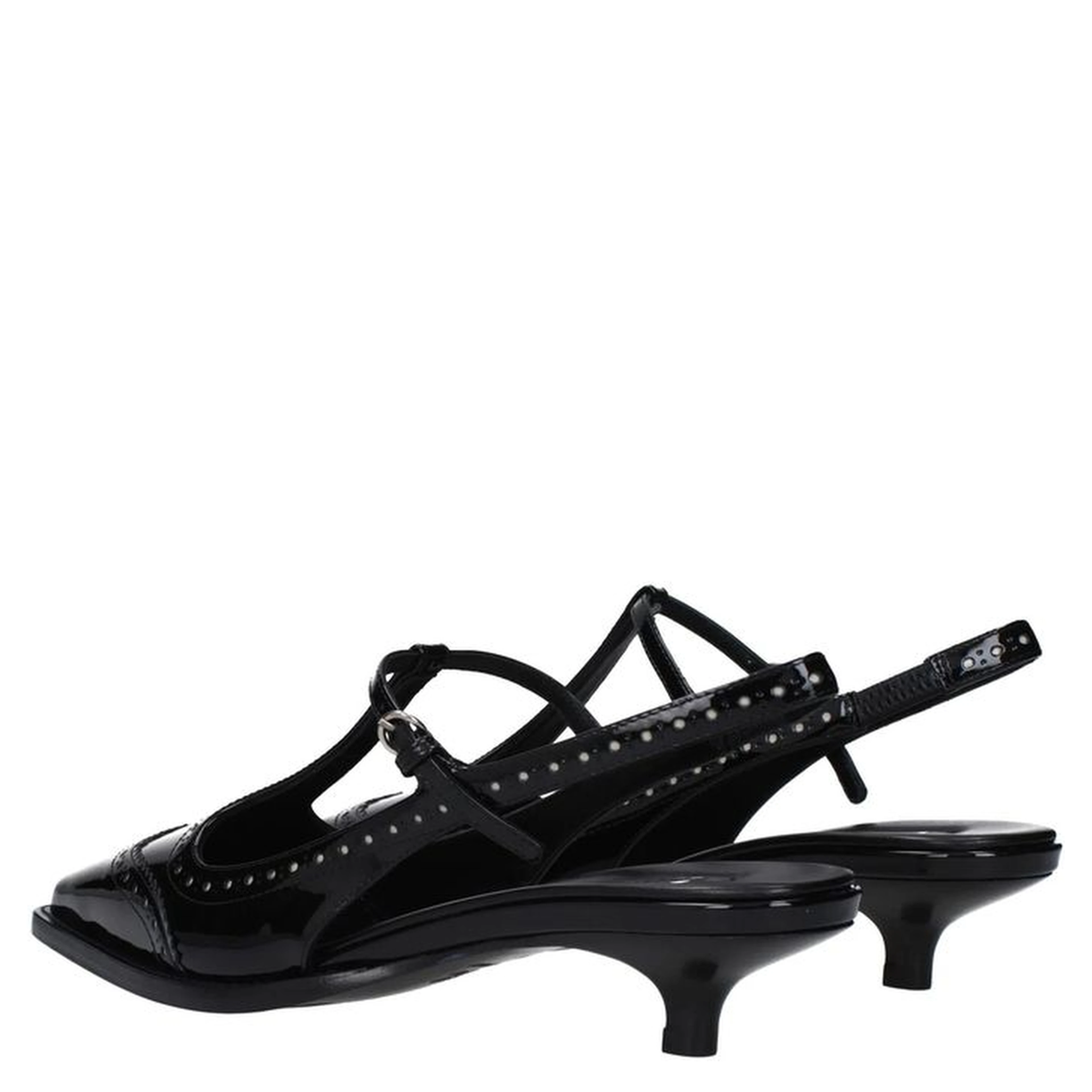 Black Calfskin Mid Heel Pumps