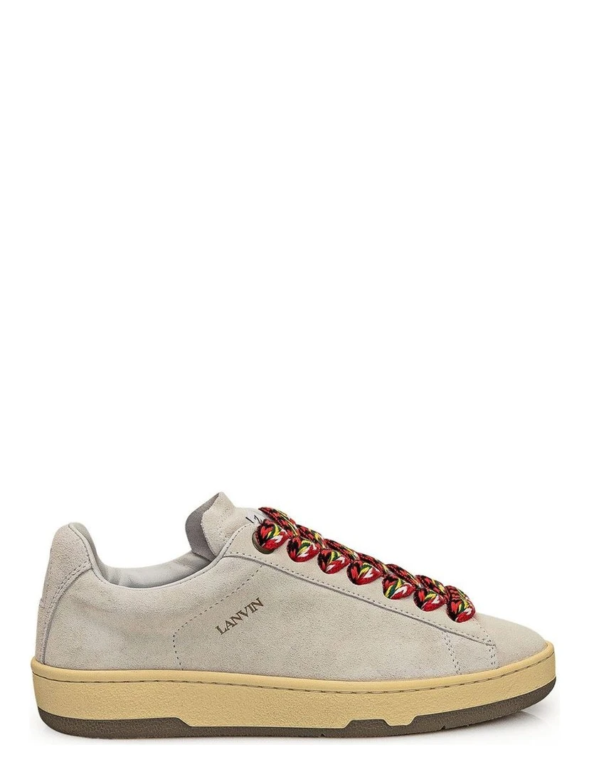 Gray Leather Low Top Sneakers