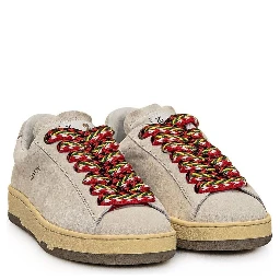 حذاء رياضي رمادي من الجلد منخفض الرقبة