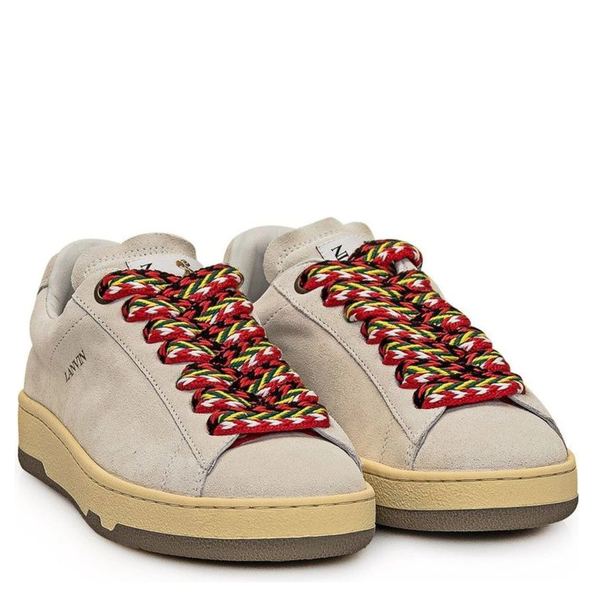 حذاء رياضي رمادي من الجلد منخفض الرقبة