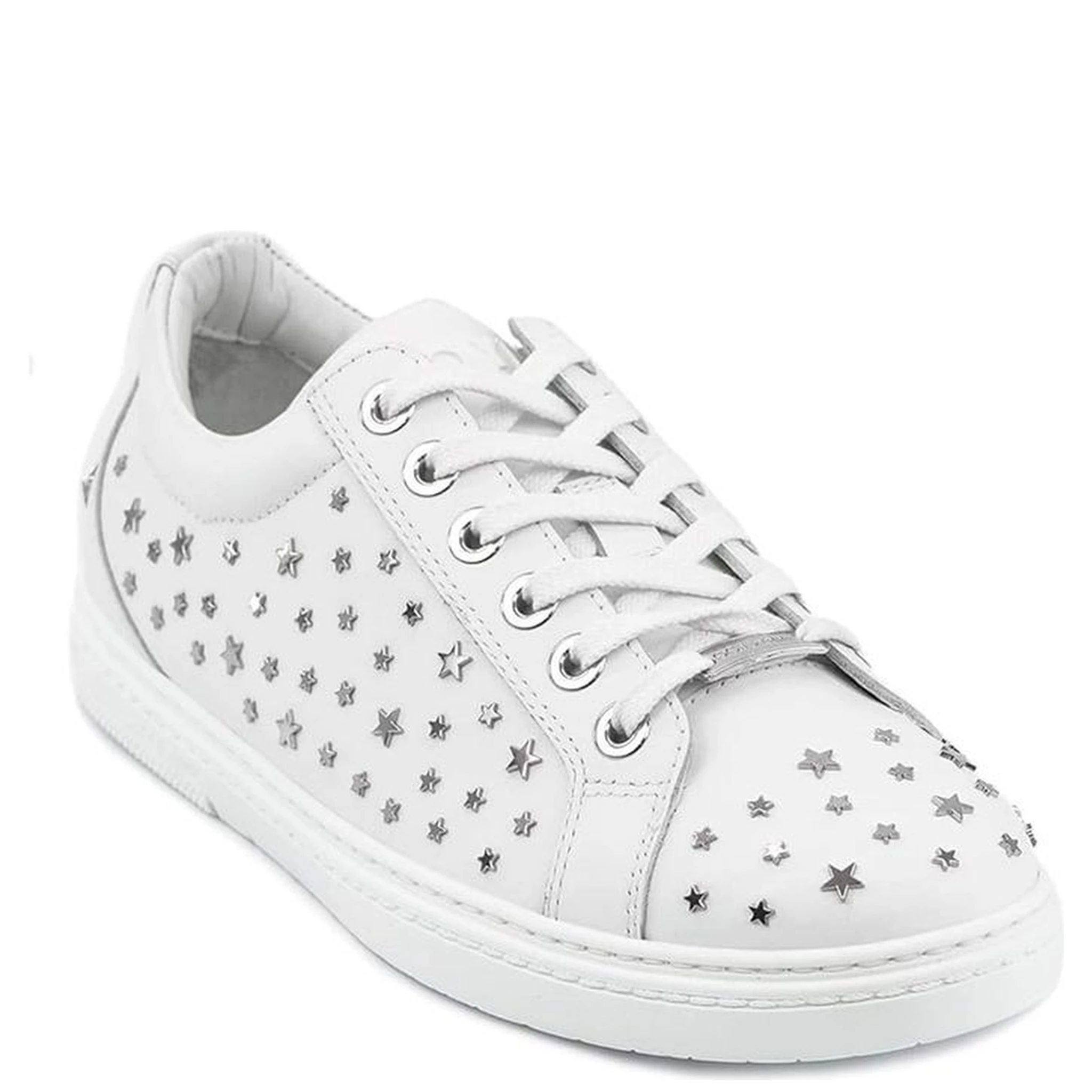 White Calfskin Low Top Sneakers