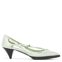 Bicolor Silk Mid Heel Pumps