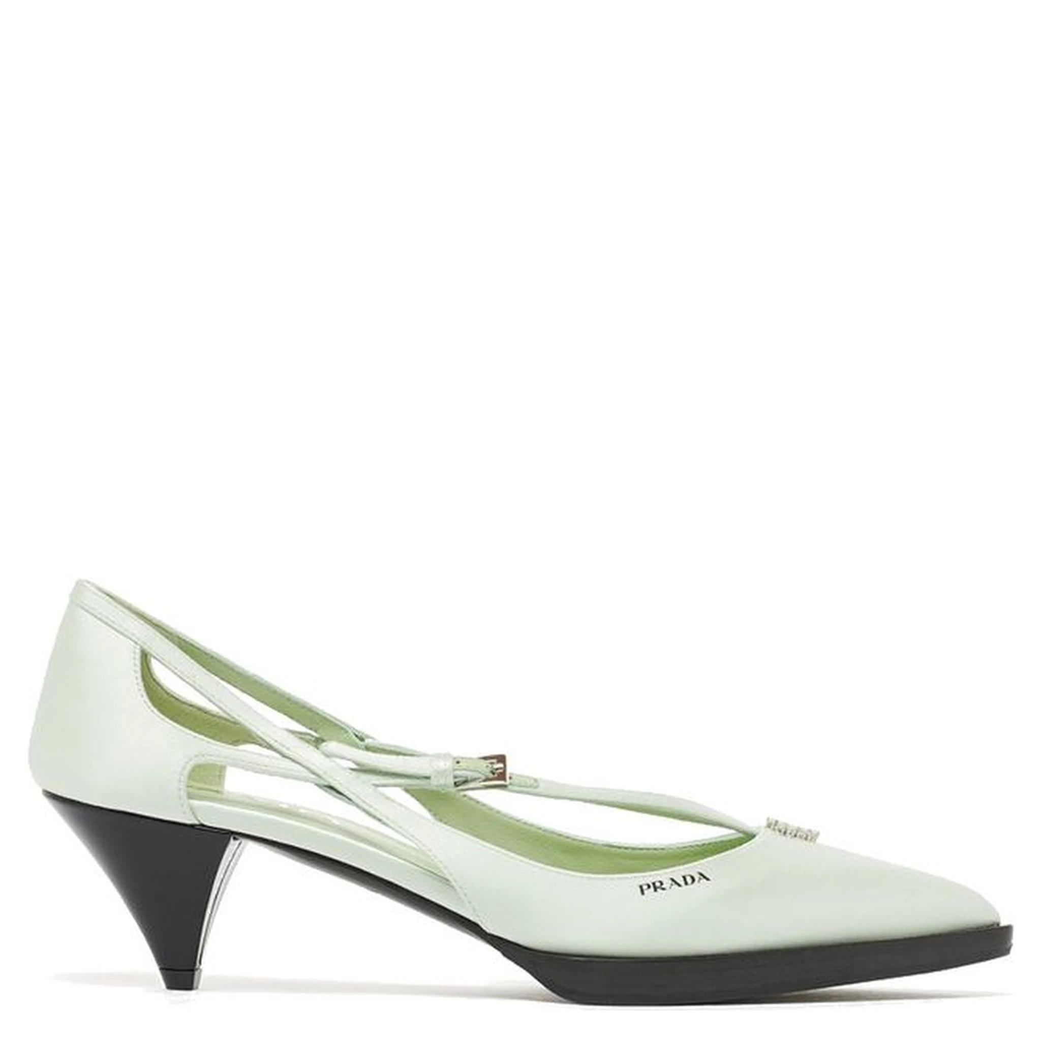 Bicolor Silk Mid Heel Pumps