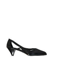 Black Silk Mid Heel Pumps