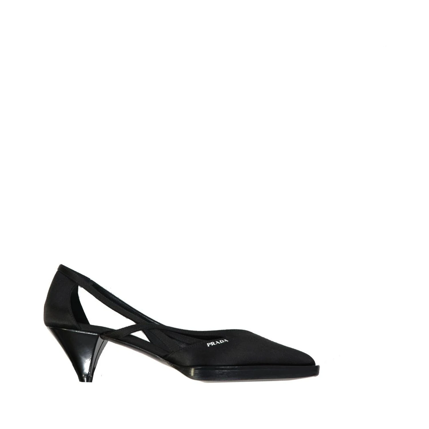 Black Silk Mid Heel Pumps