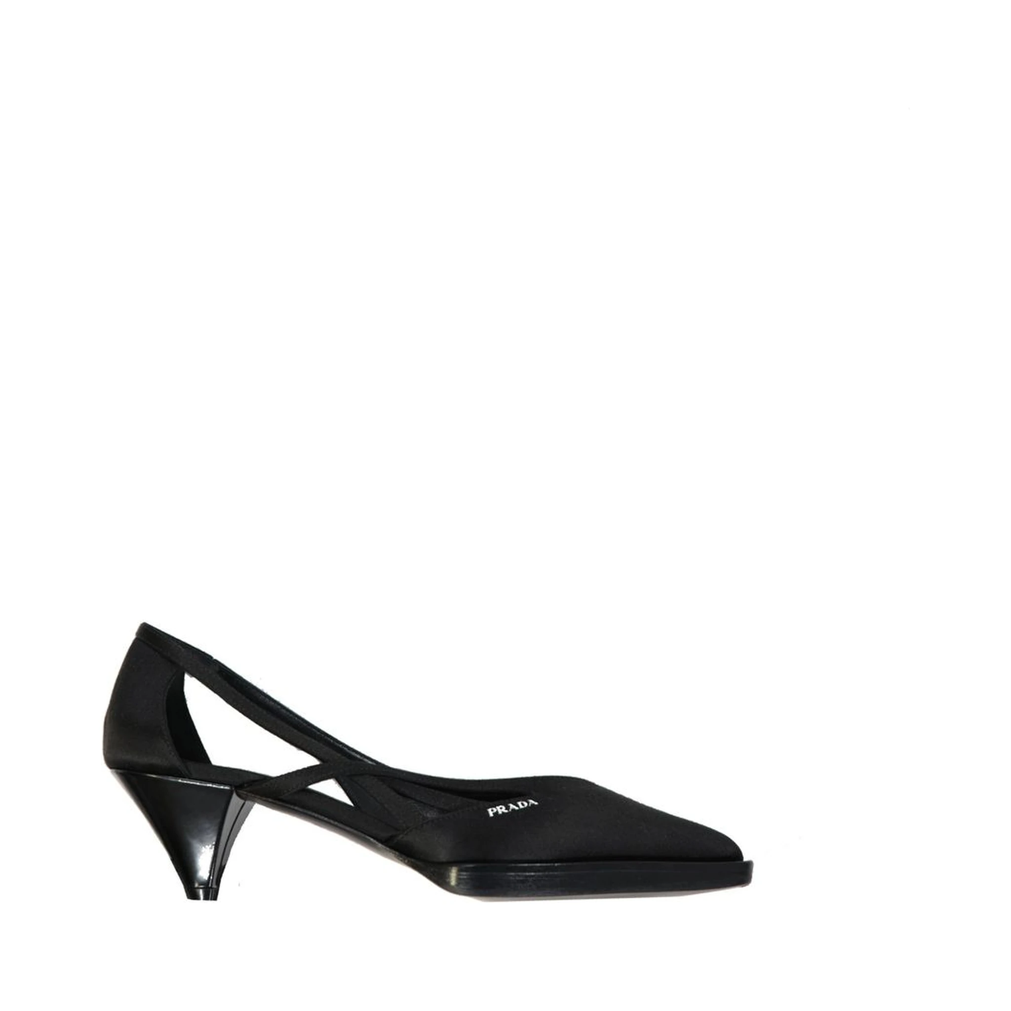 Black Silk Mid Heel Pumps