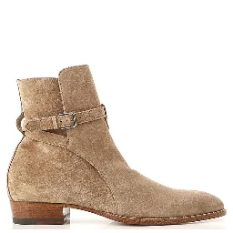 Beige Calfskin Ankle Boots