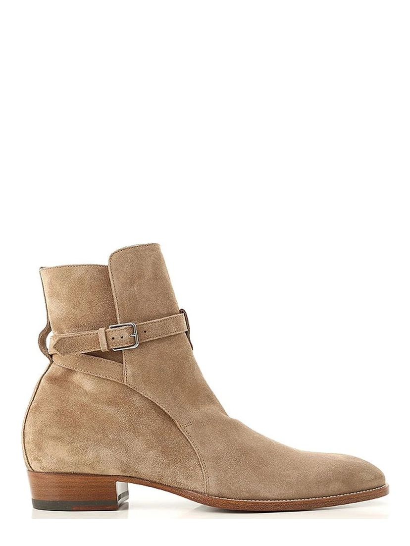 Beige Calfskin Ankle Boots