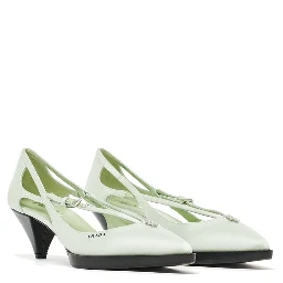 Bicolor Silk Mid Heel Pumps