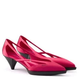 Multicolor Silk Mid Heel Pumps