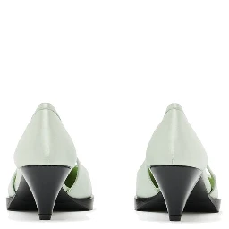 Bicolor Silk Mid Heel Pumps