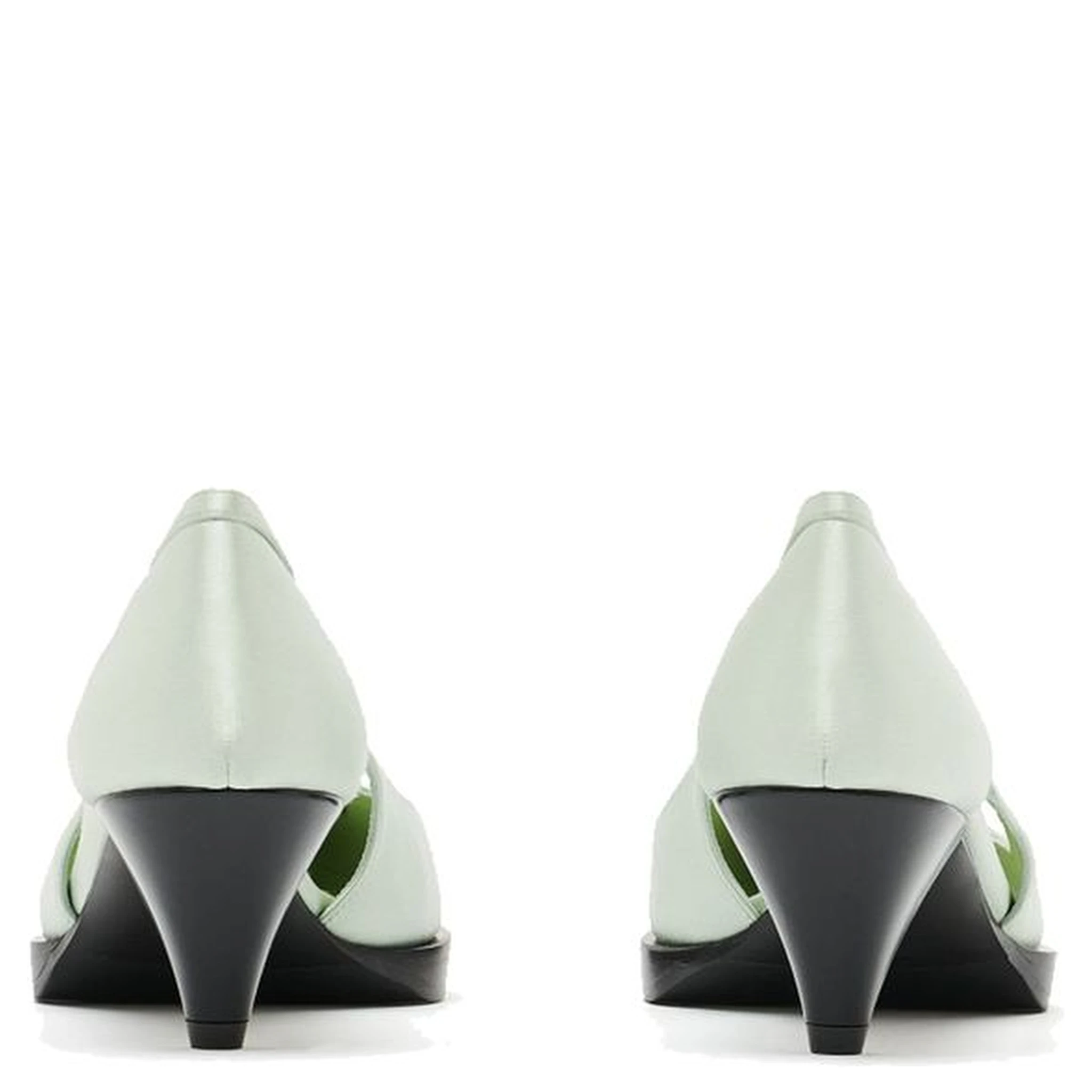 Bicolor Silk Mid Heel Pumps