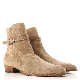 Beige Calfskin Ankle Boots