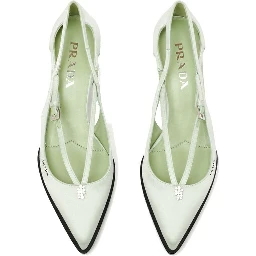 Bicolor Silk Mid Heel Pumps