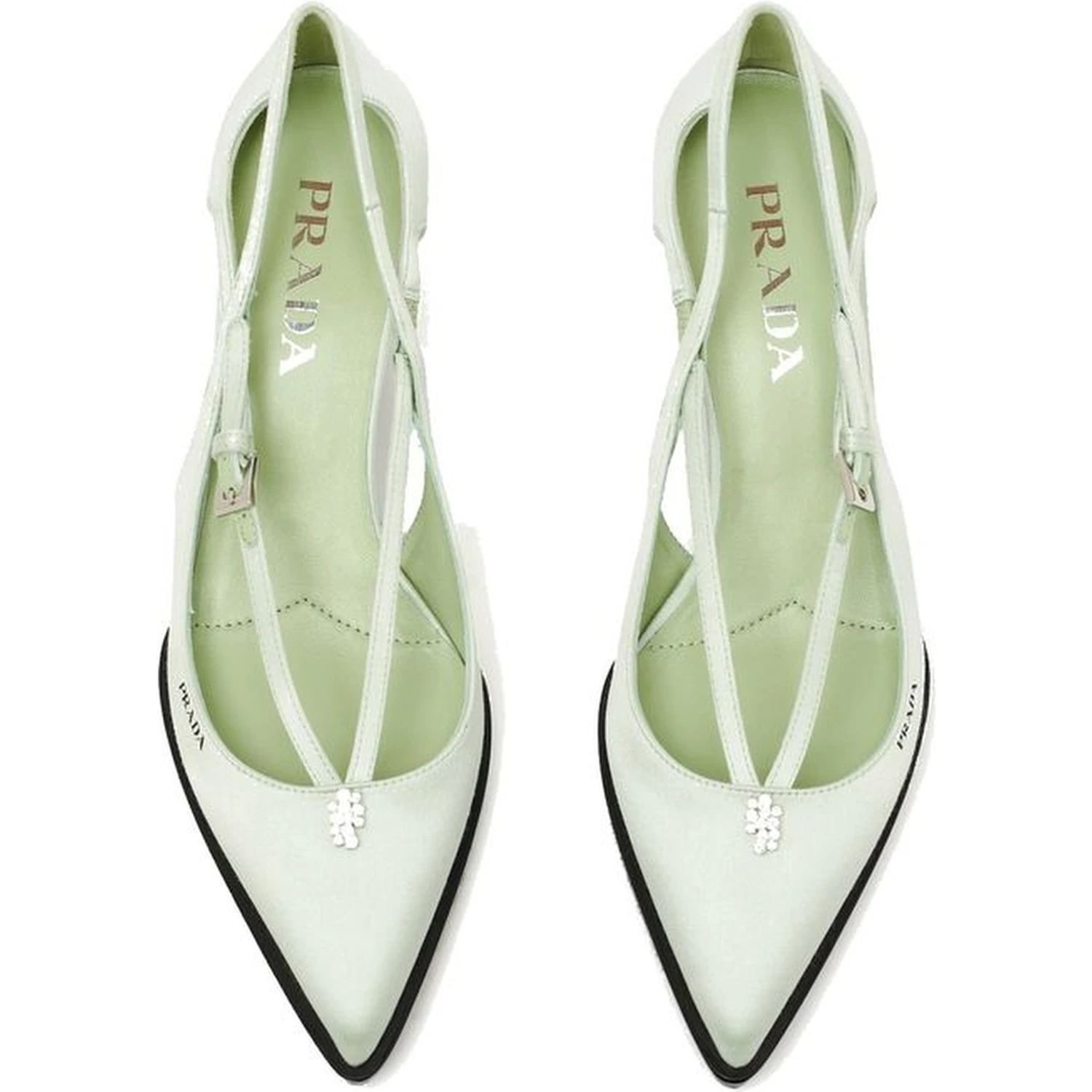 Bicolor Silk Mid Heel Pumps