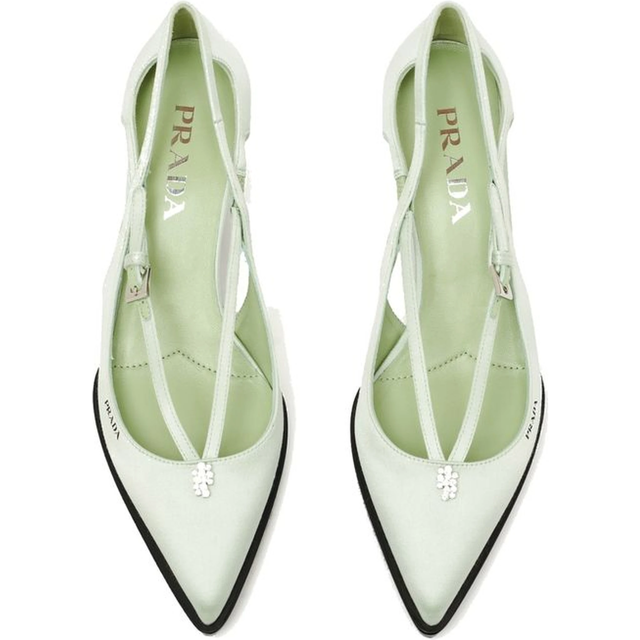 Bicolor Silk Mid Heel Pumps