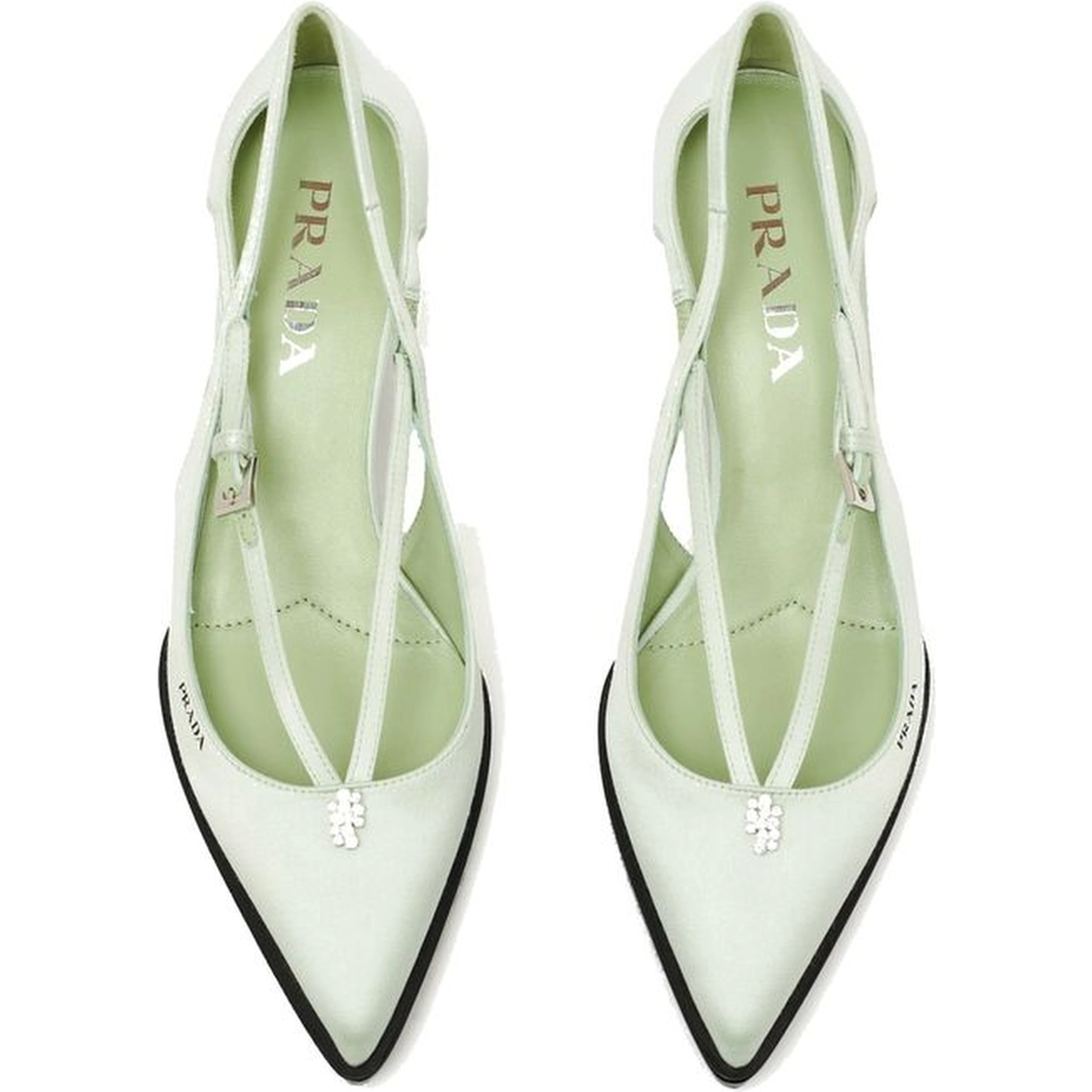 Bicolor Silk Mid Heel Pumps