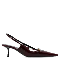 Burgundy Calfskin Mid Heel Pumps