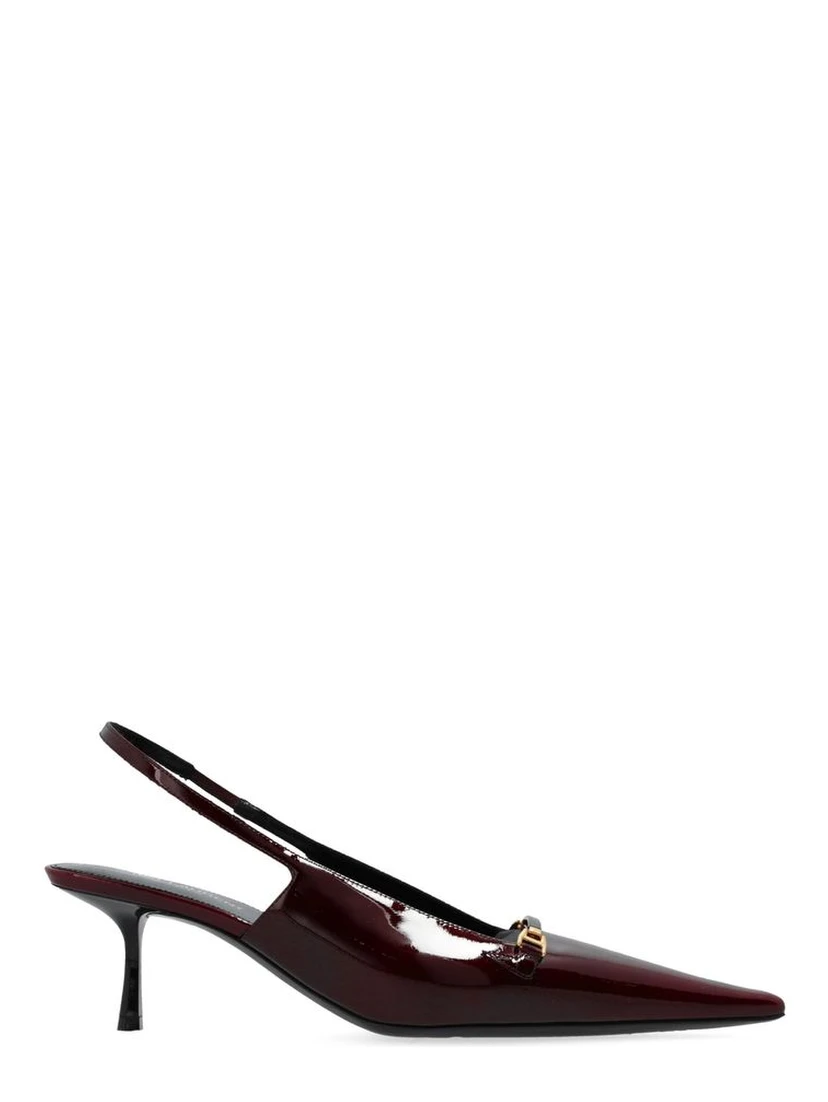 Burgundy Calfskin Mid Heel Pumps