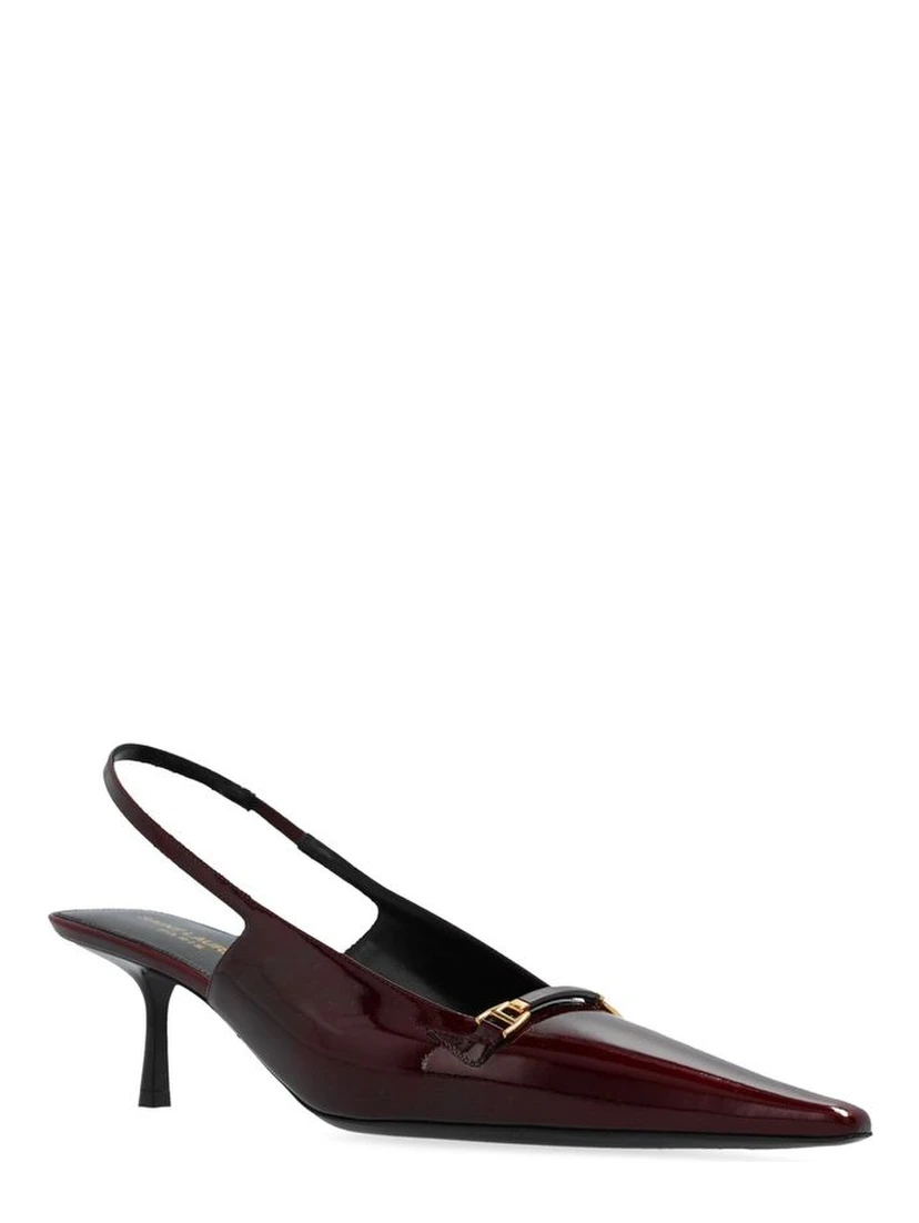 Burgundy Calfskin Mid Heel Pumps
