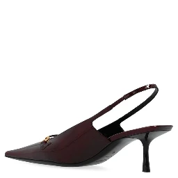 Burgundy Calfskin Mid Heel Pumps