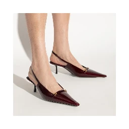 Burgundy Calfskin Mid Heel Pumps