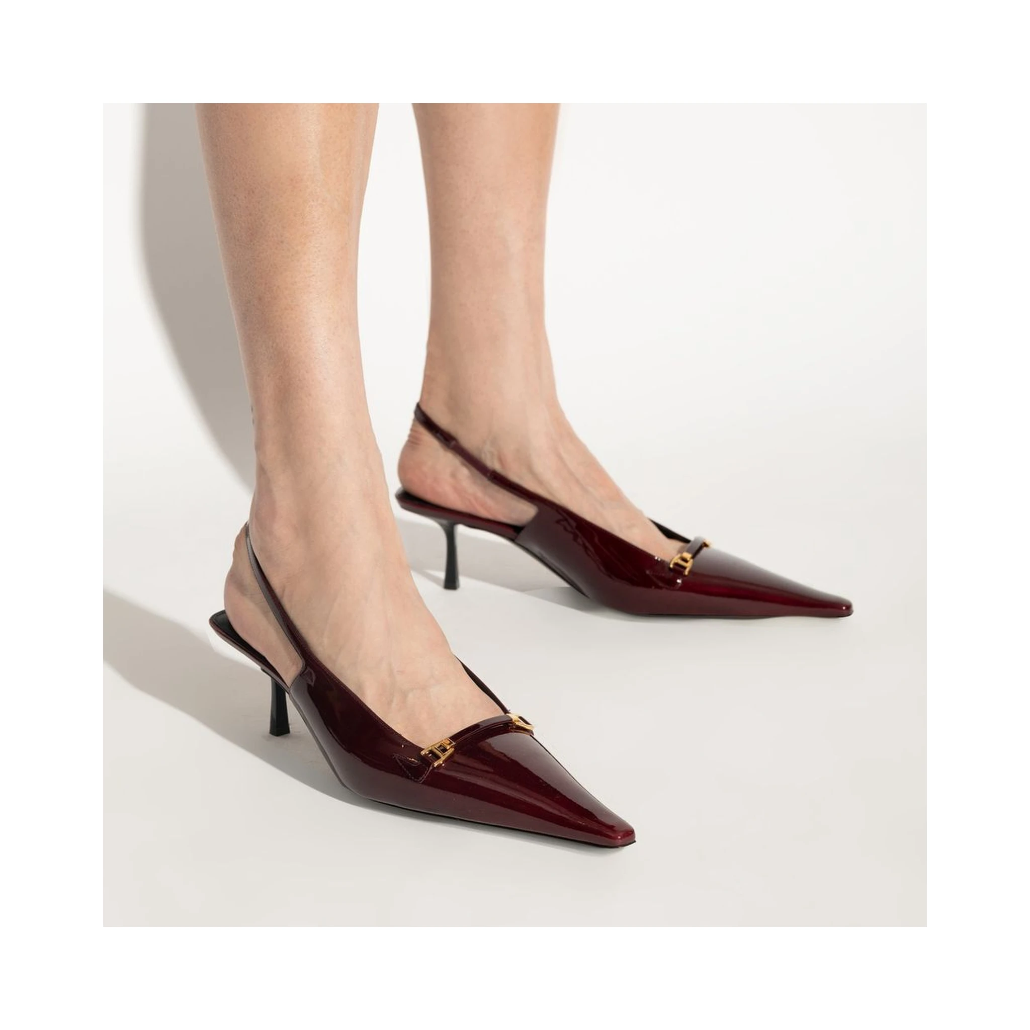 Burgundy Calfskin Mid Heel Pumps