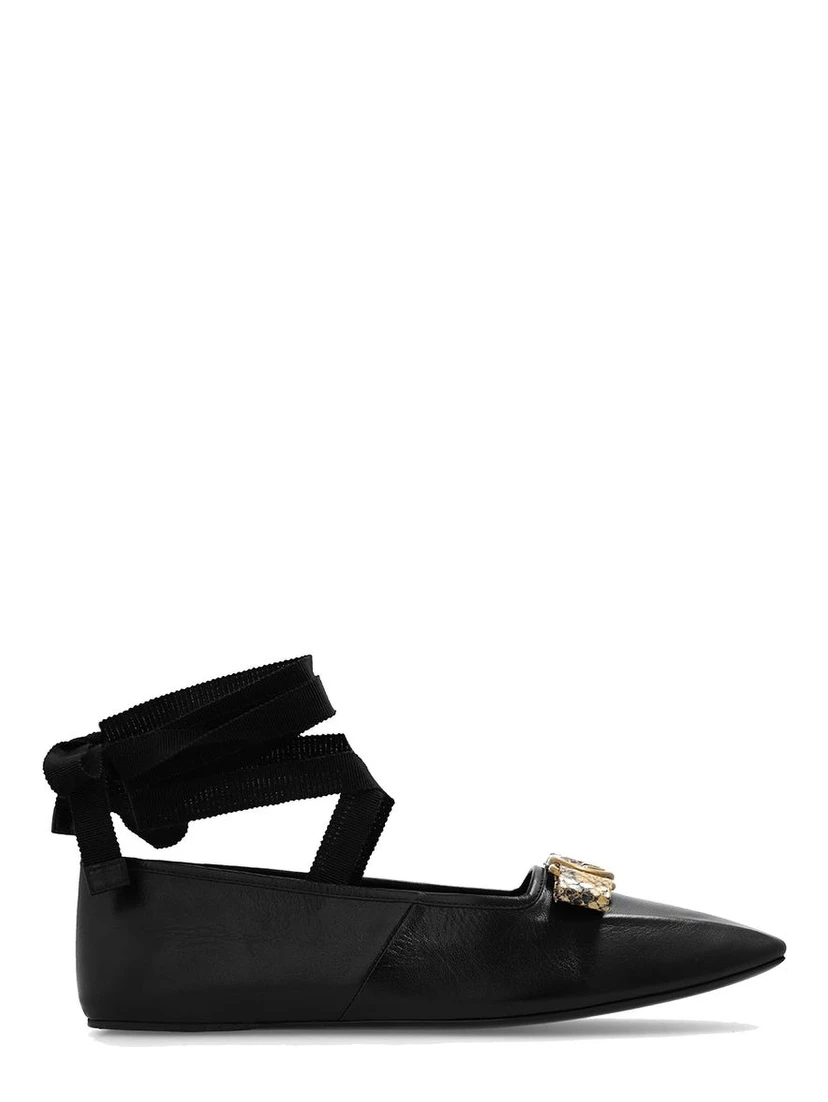 Black Calfskin Ballet Flats