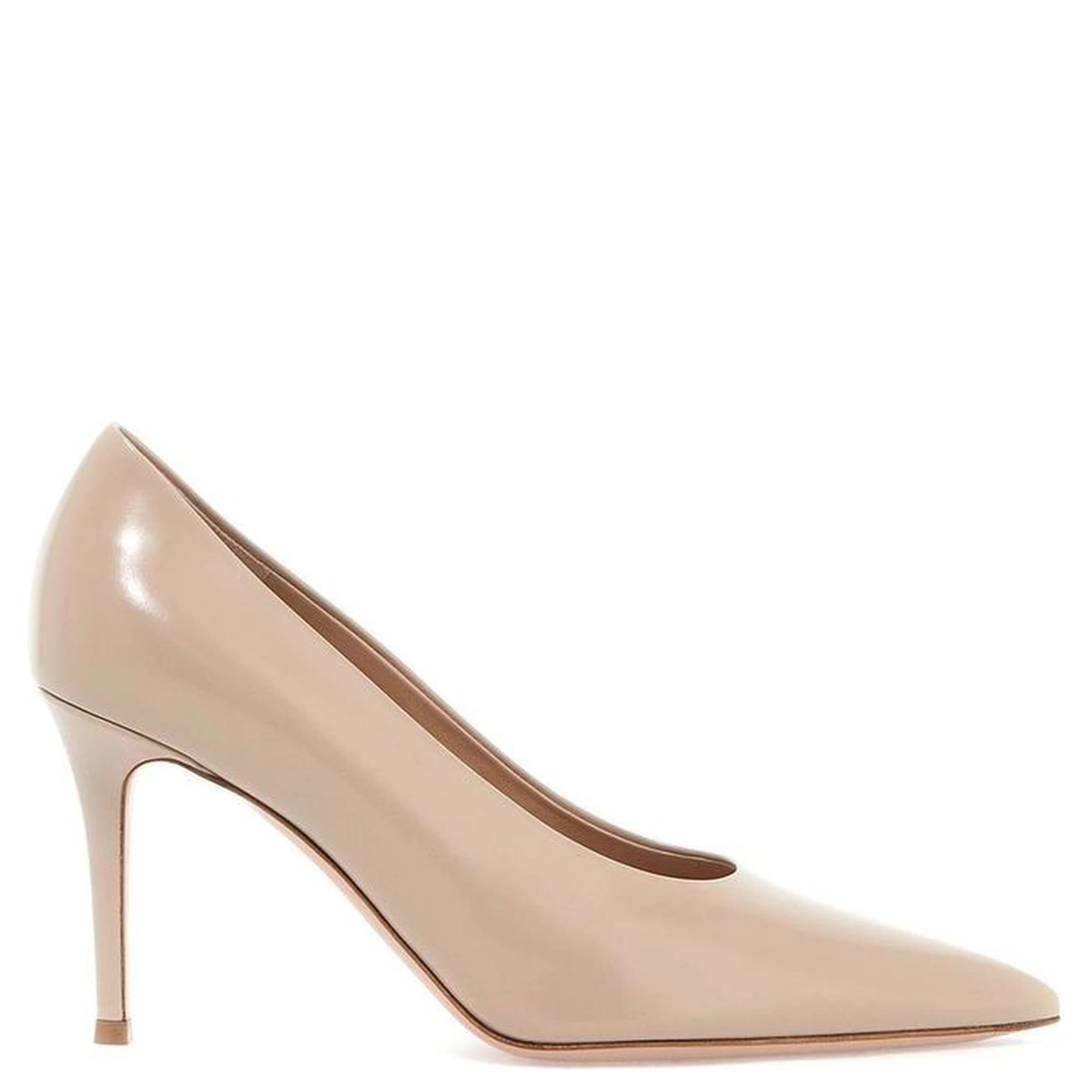 Beige Calfskin High Heel Pumps