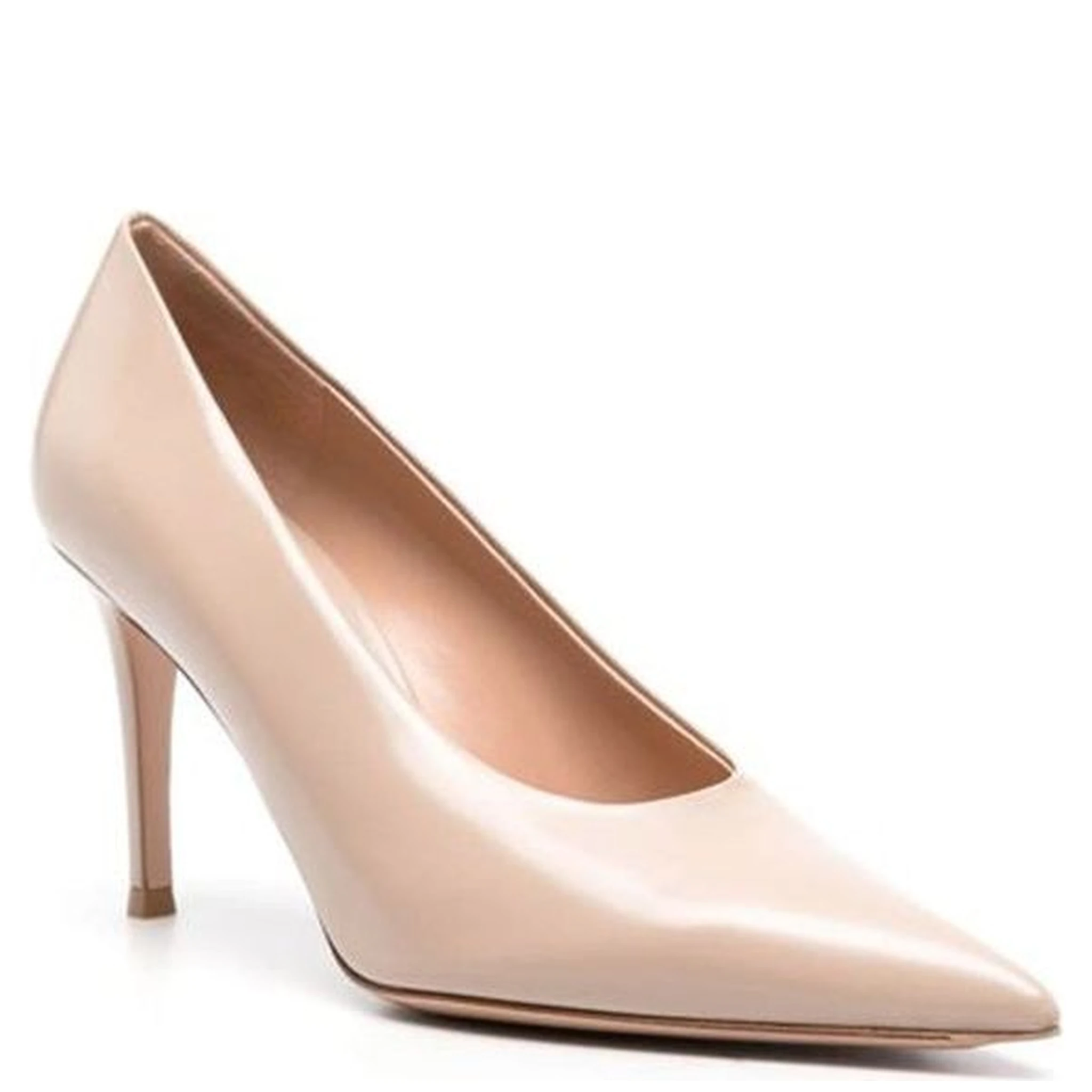 Beige Calfskin High Heel Pumps
