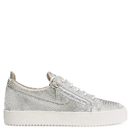 Silver Fabric Low Top Sneakers
