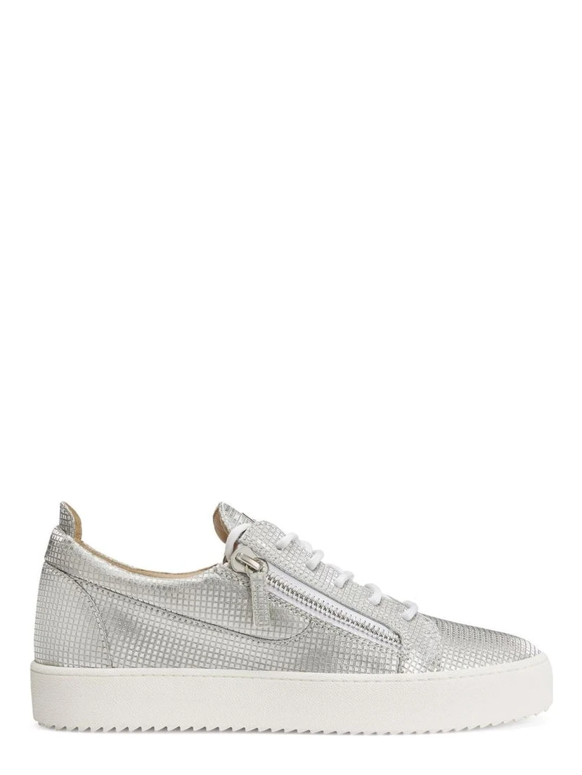 Silver Fabric Low Top Sneakers