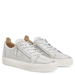 Silver Fabric Low Top Sneakers