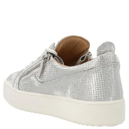 Silver Fabric Low Top Sneakers