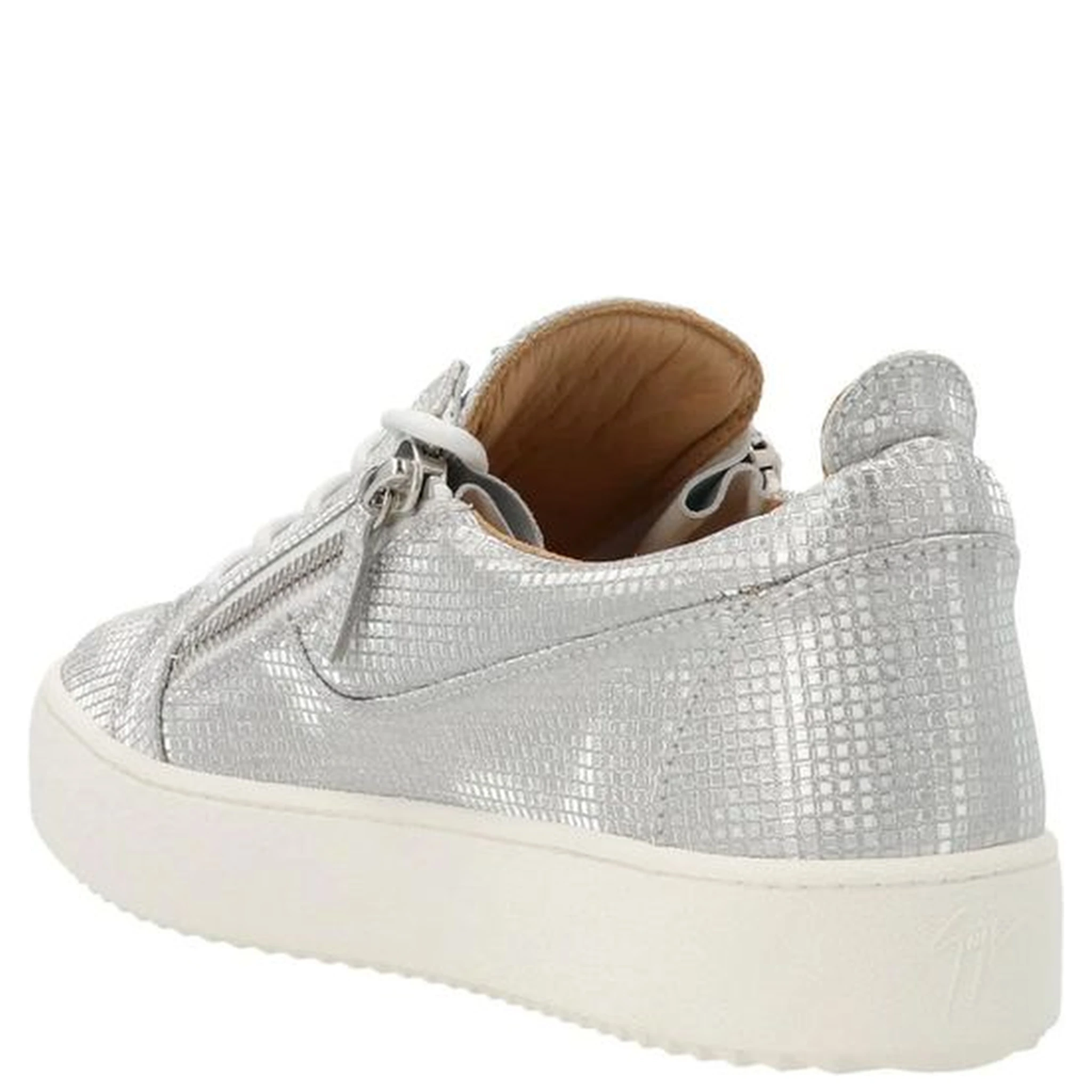 Silver Fabric Low Top Sneakers