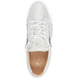 Silver Fabric Low Top Sneakers