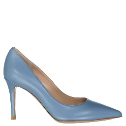 Blue Leather High Heel Pumps