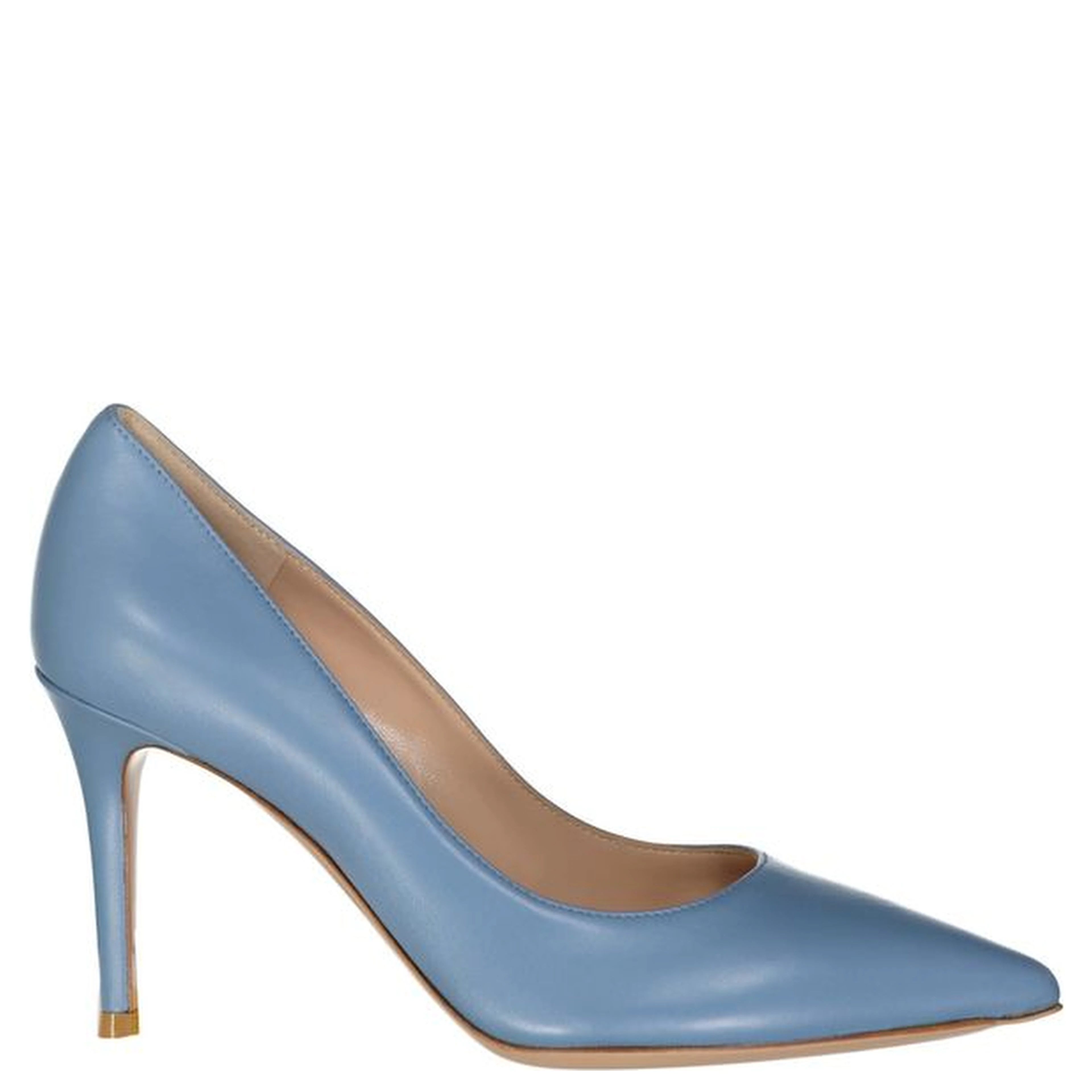 Blue Leather High Heel Pumps